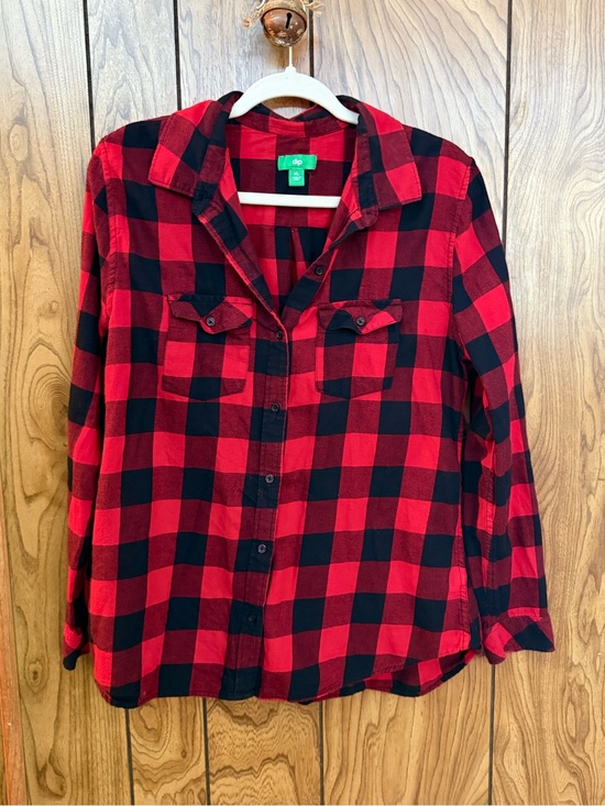 dip Tops - dip Red and Black Buffalo Plaid Button-Down Shirt 100% cotton